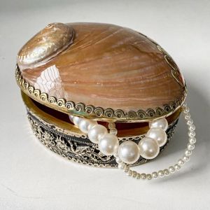 Seashell Jewelry Box Vintage Style <b>Abalone</b> & Brass Trinket Storage for Women Gifts Decorative Jewelry Storage Home Decor & Gift - Product Image 3