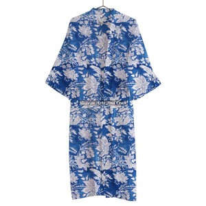 Indian Handmade Women Cotton Sleeved <b>Kaftan</b> Clothing Hand Block Print Dress Beach Wrap Cover Up Sleepwear Summer <b>Maxi</b> - Product Image 6