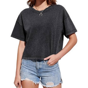 Wholesale 2026 <b>Acid</b> <b>Wash</b> <b>T</b> <b>Shirt</b> For Women Customized Women <b>Acid</b> <b>Wash</b> <b>T</b> <b>Shirt</b> Custom Design - Product Image 1
