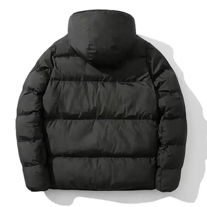 Women's <b>Quilted</b> Jacket Gray White Color Block Hooded Full Sleeve Winter Thick Polyester <b>Wadding</b> Zipper Closure - Product Image 5