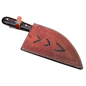 Cuchillos de carnicero de acero de Damasco hechos a mano con funda de cuero premium y mango de madera, cuchillo de acero de Damasco - Product Image 6