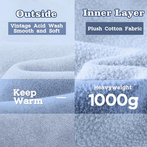 Sudadera con Capucha y Cierre de Cremallera para Hombre, Color Azul Claro, Estilo Casual, Felpa, Color Sólido, para Otoño - Product Image 6