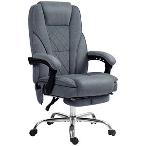 Sedia da Ufficio Massaggiante Grigio Antracite, Reclinabile e Riscaldata, con Poggiapiedi Regolabile in Altezza, per Dirigenti, Realizzata in Legno - Product Image 1