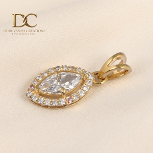 IGI Certified Jewelry for Women's Necklace 14KT <b>Solid</b> Yellow <b>Gold</b> Lab Grown Diamond Round Marquise Brilliant Cut <b>Pendant</b> Charm - Product Image 6