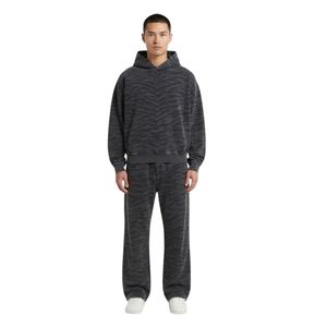 Conjunto de Sudadera con Capucha y Pantalones Deportivos para Hombre, Estampado Completo con Textura de Zebra, Estilo Holgado, Acabado Gráfico - Product Image 5