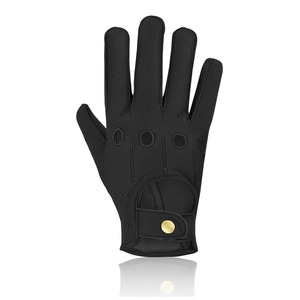 Gants de conduite en cuir à doigts entiers, unisexes, respirants, antidérapants, avec sangle de poignet réglable, toutes saisons, marron, noir, pour le cyclisme - Product Image 2