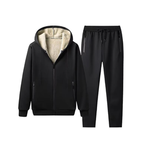 Top Quality Wholesale Breathable Casual 2-Piece Winter Tracksuit Set Thick <b>Thermal</b> Fleece Plush Hoodie and Joggers Outfits - Product Image 6