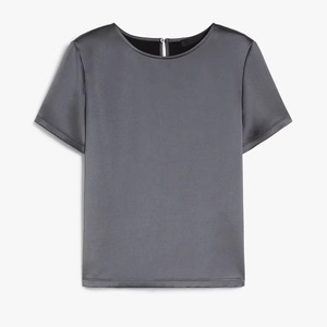 Camiseta de Mujer al por Mayor, Cuello Redondo, Corte Ajustado, Transpirable, Primavera/Verano, Seda/Algodón, Impresión de Logotipo Personalizado, Servicio OEM - Product Image 5