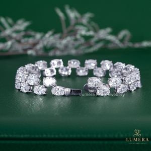 Bracelet tennis ovale en diamant de laboratoire blanc plaqué or 18 carats et rhodium, certifié IGI, bijoux de luxe pour mariage, fournisseur en gros - Product Image 2