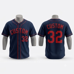 Camiseta de Béisbol Azul Personalizada de Manga Corta con Botones al Frente para Hombre, Transpirable, de Poliéster, Corte Regular, con Impresión de Nombre del Equipo 32 - Product Image 2