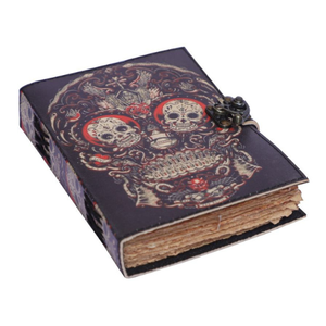 Mini carnet de croquis en cuir, motif squelette Jour des Morts, fait main, cadeau, 60 pages, papier écologique, nom personnalisable - Product Image 2