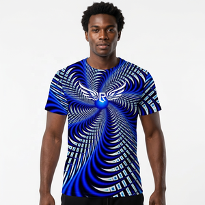 Camiseta Azul de Manga Corta para Hombre con Logotipo de Alas, Cuello Redondo, Diseño Casual, Corte Regular, Teñido con Hilo, 100% Algodón - Product Image 5
