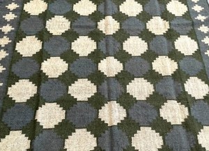 Tapis Kilim Géométrique Fait Main Govind Art, Rectangulaire, en Laine Écologique, Tufté à la Main, Poil Moyen, pour Salon, Inde, avec Support en Latex - Product Image 4