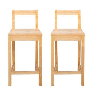 Set di 2 Sgabelli da Bar Moderni in Pelle, Altezza 24 Pollici, con Schienale Completo in Legno e Poggiapiedi, Finitura in Pino per Cucina e Hotel - Product Image 5