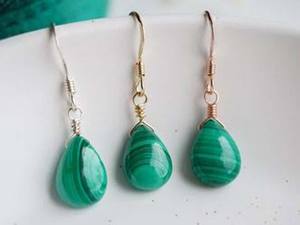 Pendientes Románticos de Malaquita para Niñas, con Baño de Oro y Plata de Ley, Regalo de Aniversario de Bodas - Product Image 3