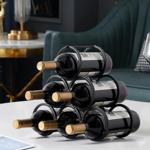 Modern Decorative Round Tabletop Wine Organizer Bottles Metal Wine <b>Rack</b> Black Wine Holder Stand For Home Kitchen <b>Bar</b> Storage - Product Image 6