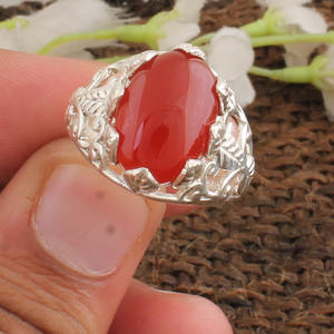 Bague Classique en Argent Sterling 925 avec Onyx Rouge Naturel en Forme de Fleur pour Femme, Idéale pour Mariage et Soirée, Bijoux Indiens en Gros - Product Image 2