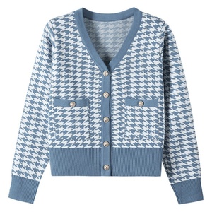 Fashion Styles <b>Cardigan</b> Women's Sweater Jacquard Knitted Sweater, Long Sleeve Sweater, Furry Sweater <b>Spring</b> and Winter Style - Product Image 1