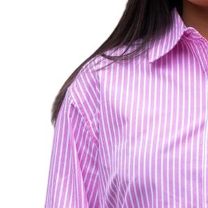 Camisa de Botones a Rayas Rosa y Blanca para Mujer, Blusa de Manga Larga con Cuello, Estilo Clásico Informal para Oficina, Moda Elegante para Damas - Product Image 2
