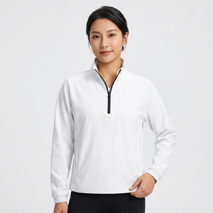 <b>Men's</b> <b>White</b> Quarter Zip Pullover <b>Sweatshirt</b> Regular Fit Stand Collar Breathable Knitted Polyester Casual Spring Wear - Product Image 4