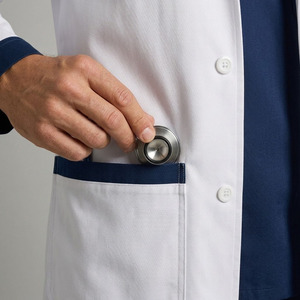 Blouse médicale pour homme en polyester et coton, blouse de médecin, uniforme d'infirmière, vêtements de travail d'hôpital, coupe classique - Product Image 5