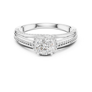 แหวนเพชรทรงกลมทองคำขาว 14K สำหรับผู้หญิง |   ชุดสำหรับงานปาร์ตี้ |   เพชรที่เพิ่งเพาะเลี้ยง - Product Image 1