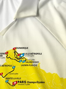 Polo unisexe jaune avec imprimé carte du Tour de France, manches courtes, respirant, en polyester, haut de sport d'été, design entièrement imprimé - Product Image 3