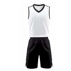 Uniforme de Baloncesto Unisex, Camiseta Blanca con Cuello en V, Pantalones Cortos Negros, 100% Poliéster, Transpirable, Corte Regular, Ropa para Todas las Temporadas - Product Image 2