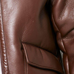 Veste de moto pour homme en cuir véritable doublée de sherpa, imperméable, respirante, coupe-vent, col rabattable, fermeture éclair, manteau d'hiver - Product Image 6