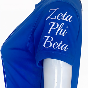 T-shirt en chenille Zeta Phi Beta Blue Shield pour femme, avec écusson brodé de la sororité grecque, décontracté - Product Image 3
