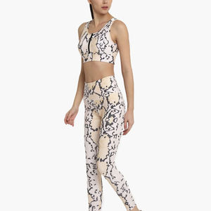 Women's Yoga Set Solid Color Seamless <b>Crop</b> <b>Top</b> High Waist Leggings Full Length Sport Wear - Product Image 3
