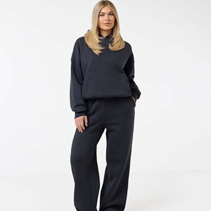ชุดเซ็ต 2 ชิ้น ลายสก็อตวินเทจ ทรงปกติ แต่งลายปักแบบดิสเทรส ซิปหน้า ผ้าฟลีซคุณภาพสูง ทรงขาบาน สำหรับผู้หญิง - Product Image 1