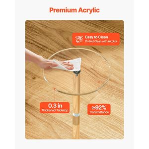 Modern Acrylic Drink & Cake Table Stand Clear <b>Round</b> Top with Solid <b>Post</b> Transparent Side Desk for Restaurant Use - Product Image 5