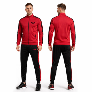 ชุดวอร์มกีฬาผู้ชายแบบกำหนดเอง ปี 2026 สีเทา เสื้อแจ็คเก็ตซิปเต็มตัวและกางเกงจ็อกเกอร์ลายทาง ชุดวอร์มสำหรับออกกำลังกาย วิ่ง และฝึกซ้อม ขายส่ง - Product Image 2