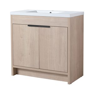 Mobile Bagno Freestanding da 36 Pollici con Lavabo in Resina Bianca e 2 Ante con Chiusura Ammortizzata (BVB02436PLO GRB3640) - Product Image 1