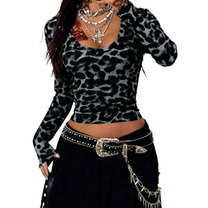 Camisa de Moda Urbana Personalizada con Estampado de Leopardo Negro, Manga Larga, Corte Ajustado, Elástica, Fabricante de Camisas para Mujer en EE. UU. - Product Image 4