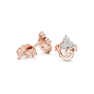 Boucles d'oreilles de fiançailles en or jaune 14 carats avec diamant rond cultivé en laboratoire pour femmes |   Nouveau diamant cultivé - Product Image 3