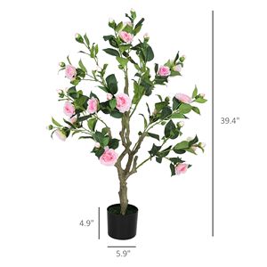 Set di 2 Fiori di Camelia Realistici in Vaso, 99 cm, Rosa, Piante Artificiali Decorative per l'Autunno, Arredamento Interno - Product Image 3