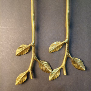 Ensemble de service à salade avec manche en feuille d'or inspiré de la nature, cuillère et fourchette à salade en acier inoxydable fabriquées à la main, pour cadeaux de mariage - Product Image 4