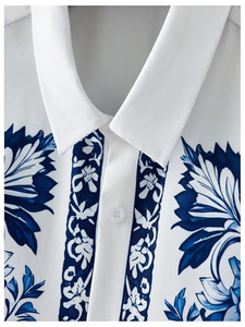 Camisa de hombre con estampado completo, manga corta, estilo hawaiano, tropical, playera informal con botones, para verano, colorida, con estampado floral. - Product Image 2