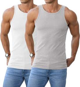 Débardeur côtelé sans manches pour homme, haute qualité, compression, pour la course, la gym, le fitness, la musculation, coupe ajustée - Product Image 1