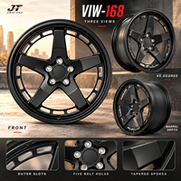 Jantes forgées 5 branches plates avec fentes de 18 à 22 pouces, finition noir satiné, en alliage 6061-T6 VIW-168 pour BMW, Audi, Mercedes-Benz