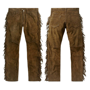 Pantalon en daim délavé à franges, style unique, coupe droite, décontracté, pour adultes, vente en gros, personnalisable avec votre logo et votre propre design, en promotion en ligne - Product Image 3