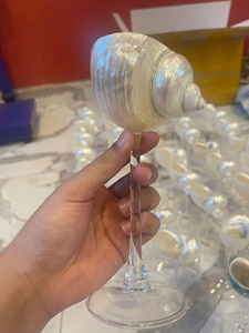 แก้วพินท์เปลือกหอยทำมือ ใช้ซ้ำได้ แก้วไวน์งานแต่งงานทันสมัย สไตล์ชายทะเล ขายส่งจำนวนมาก - Product Image 2