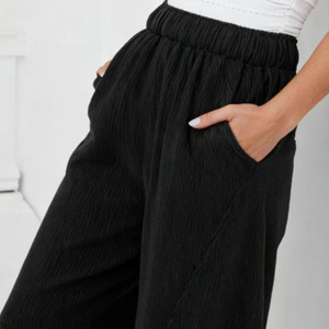 Hot Sale Women's High Waist Knitted <b>Harem</b> Pants Loose Fit Ankle Length Solid Black Casual Pants With Pockets Elastic Waist 2026 - Product Image 2