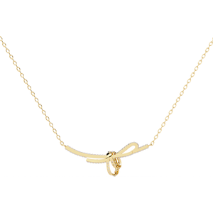 10K 14K 18K Yellow Gold Bow Ribbon <b>Necklace</b> Featuring a Delicate Knotted Tie Design with Shimmering Lab Grown Diamond <b>Necklace</b> - Product Image 3