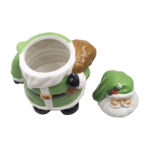 Taza de Cerámica Verde de Santa Claus con Tapa, Taza Navideña de Dibujos Animados, Recipiente para Bebidas Hecho a Mano - Product Image 1