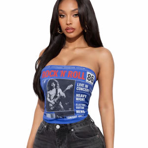 Nouveau débardeur corset graphique Y2K vintage pour femme, style rock, sans bretelles, pour concert, festival, streetwear - Product Image 2