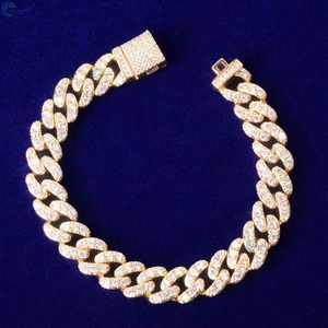 Colorless Lab Grown Diamond Cuban Link Bracelet Full <b>Iced</b> <b>Out</b> Celebrity Style Hip Hop Bracelet - Product Image 3