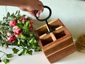 Modern Style Wooden Waterproof Multifunctional Non-Folding Cutlery Holder Tabletop Flatware <b>Storage</b> Caddy - Product Image 6